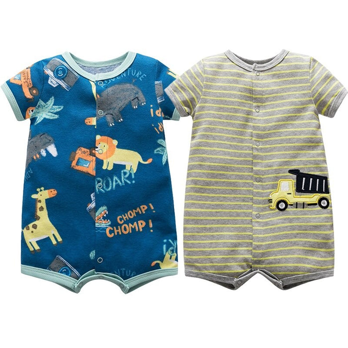 2Pcs Newborn Short Sleeve Romper Unisex Jumpsuit