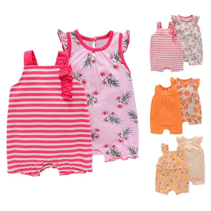 2Pcs Short Sleeve Newborn Romper Set