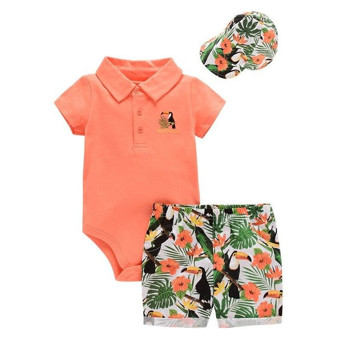 3Pcs Casual Infant Outfit With Hat