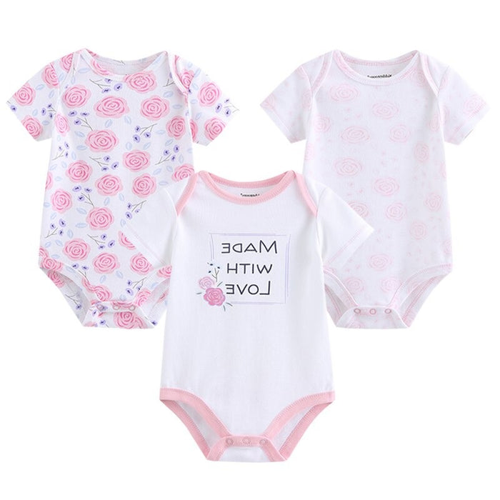 3Pcs Casual Cartoon Unisex Baby Rompers Set