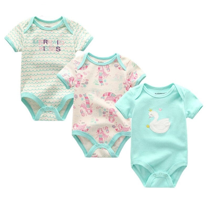 Kiddiezoom 3Pcs Baby Bodysuits New Born Boy Jumpsuit