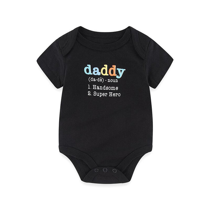 Black Cotton Short-Sleeved Baby Jumpsuit