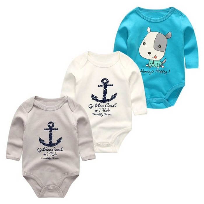 3Pcs Cotton Bodysuit Baby Rompers Set