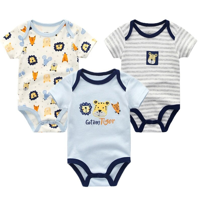 3Pcs Casual Cartoon Unisex Baby Rompers Set