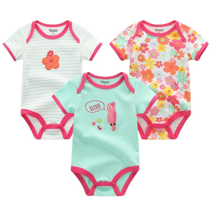 3PCS Cartoon Unisex Baby Rompers Set