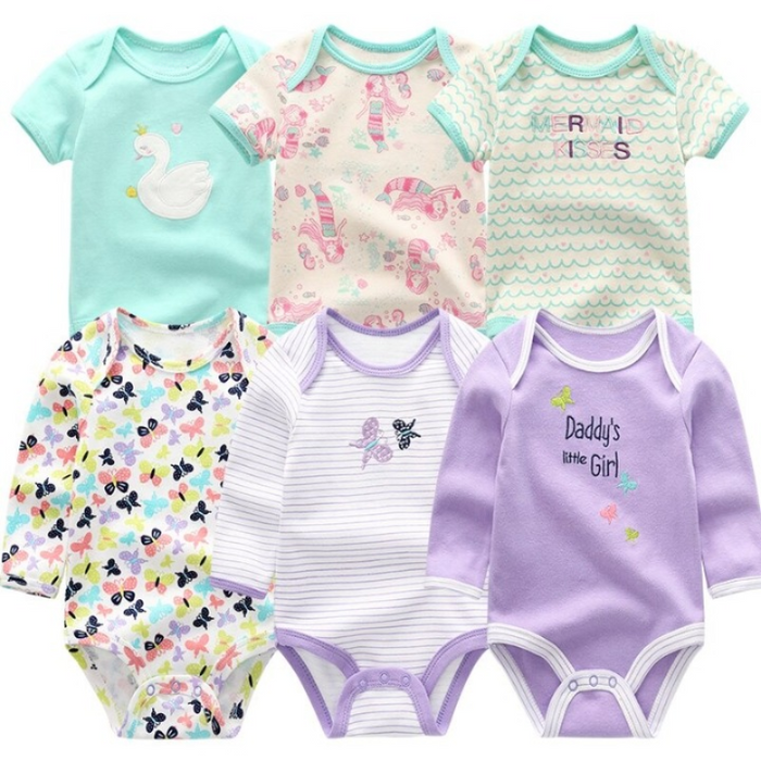 Newborn Baby Rompers Jumpsuit 6Pcs Set