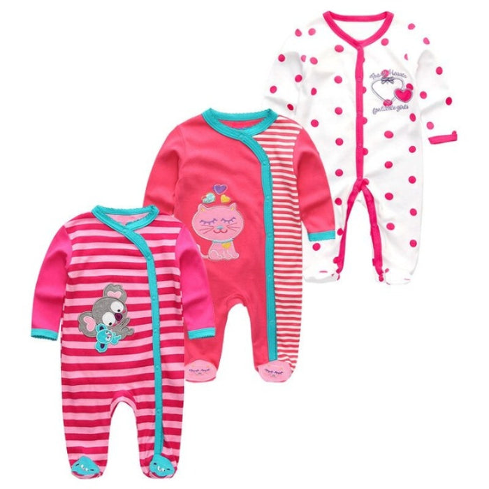 3Pcs Rompers Clothes Set For Newborn Baby