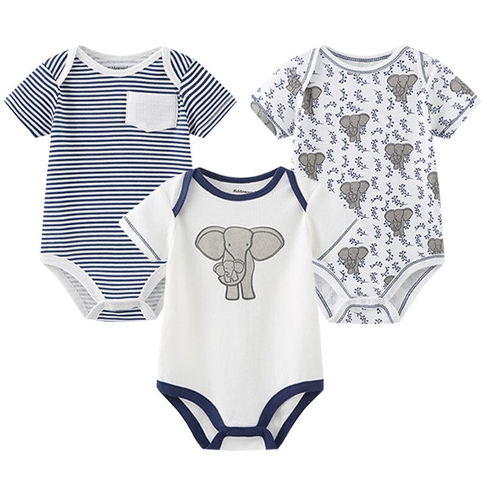 3Pcs Casual Cartoon Unisex Baby Rompers Set