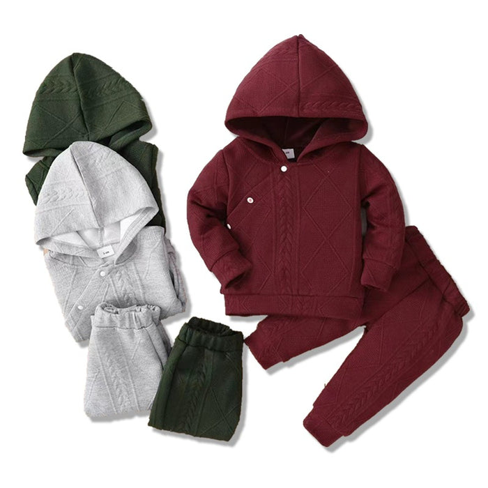 Solid Color Hooded Sweatshirt And Long Pants Sets