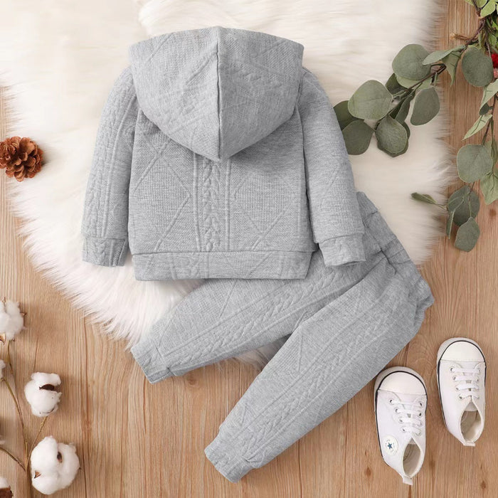 Solid Color Hooded Sweatshirt And Long Pants Sets