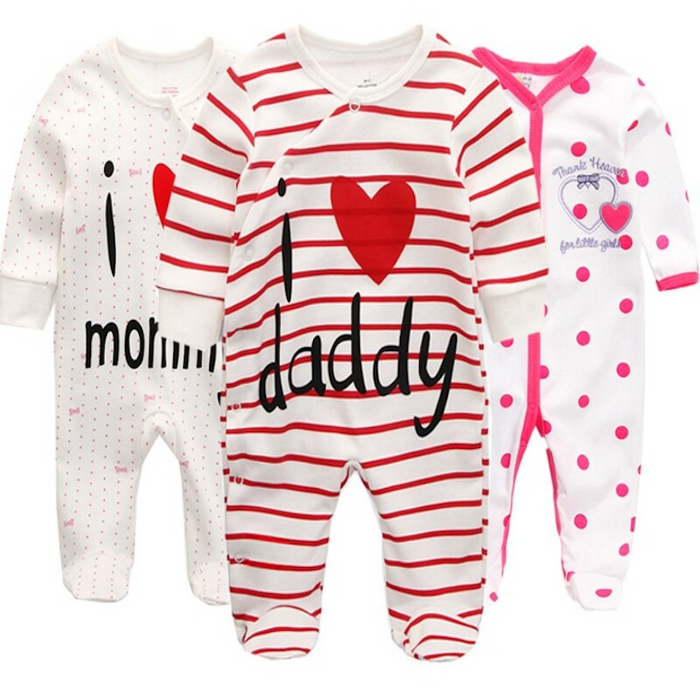 Cotton 3 Pieces Jumpsuit Sets For Babies