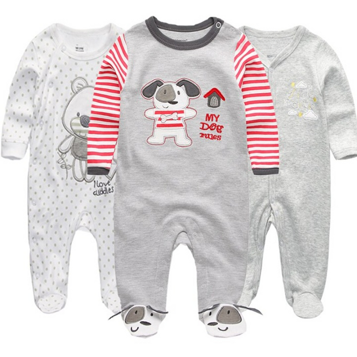 Cotton 3 Pieces Jumpsuit Sets For Babies