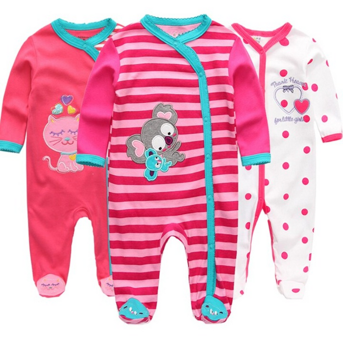 Cotton 3 Pieces Jumpsuit Sets For Babies