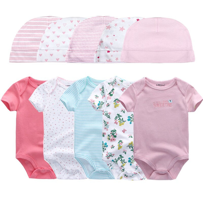 5 Piece Newborn Baby Bodysuit Set