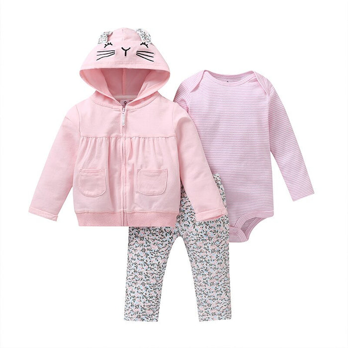 3Pcs Baby Girl Clothes Jumpsuit Set