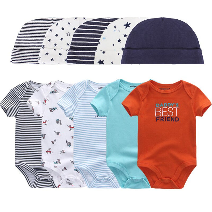 5 Piece Newborn Baby Bodysuit Set