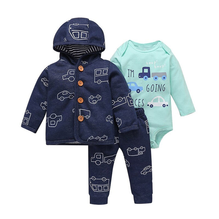 3Pcs Baby Girl Clothes Jumpsuit Set