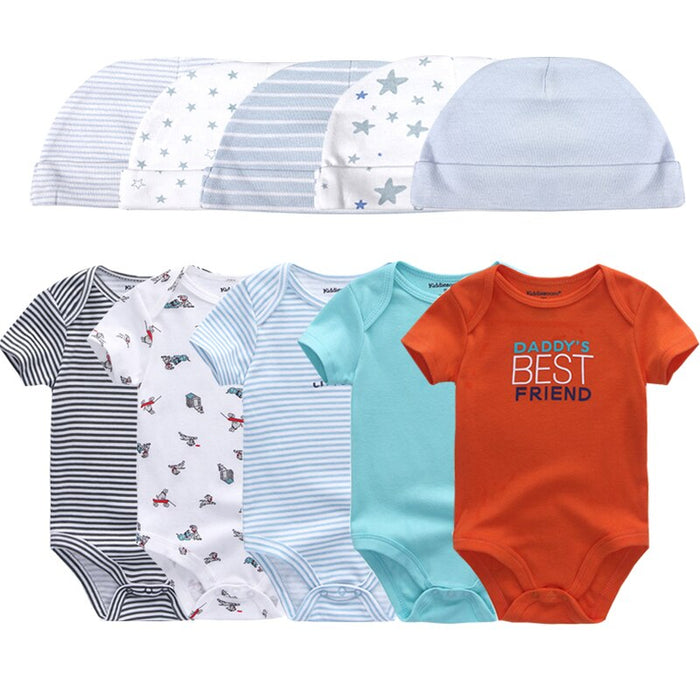 5 Piece Newborn Baby Bodysuit Set