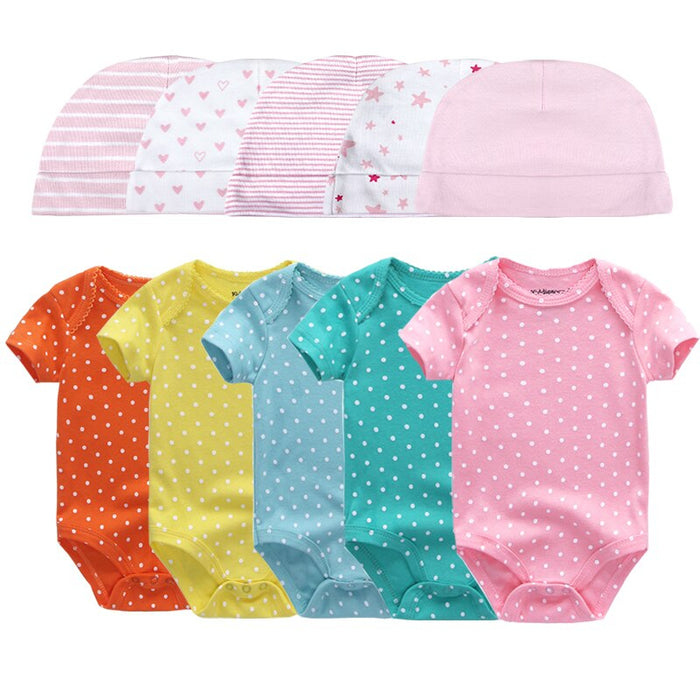 5 Piece Newborn Baby Bodysuit Set