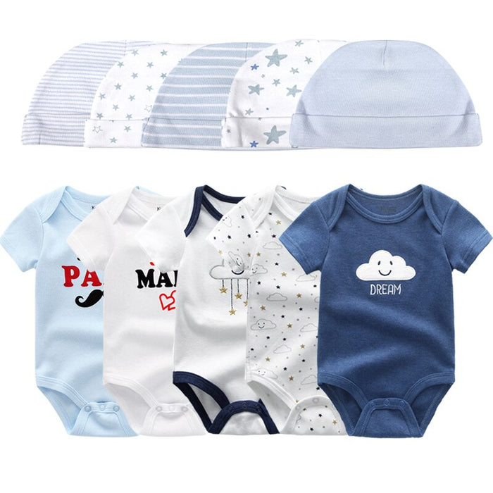 5 Piece Newborn Baby Bodysuit Set