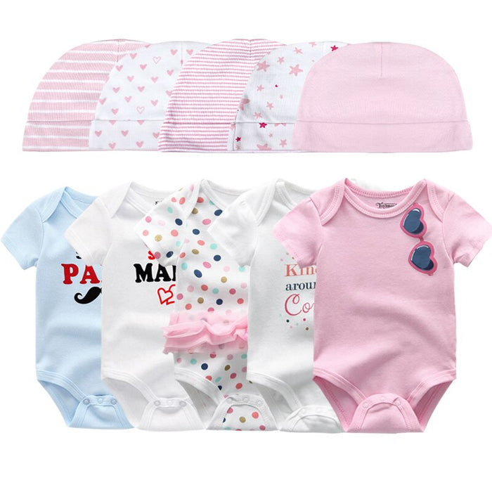 5 Piece Newborn Baby Bodysuit Set