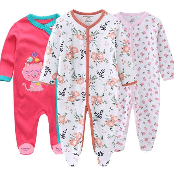 Cotton 3 Pieces Jumpsuit Sets For Babies