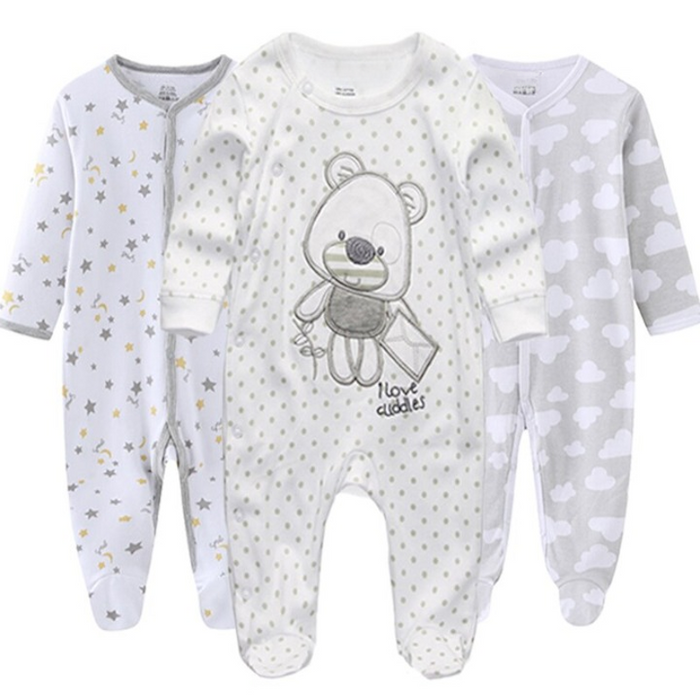 Cotton 3 Pieces Jumpsuit Sets For Babies