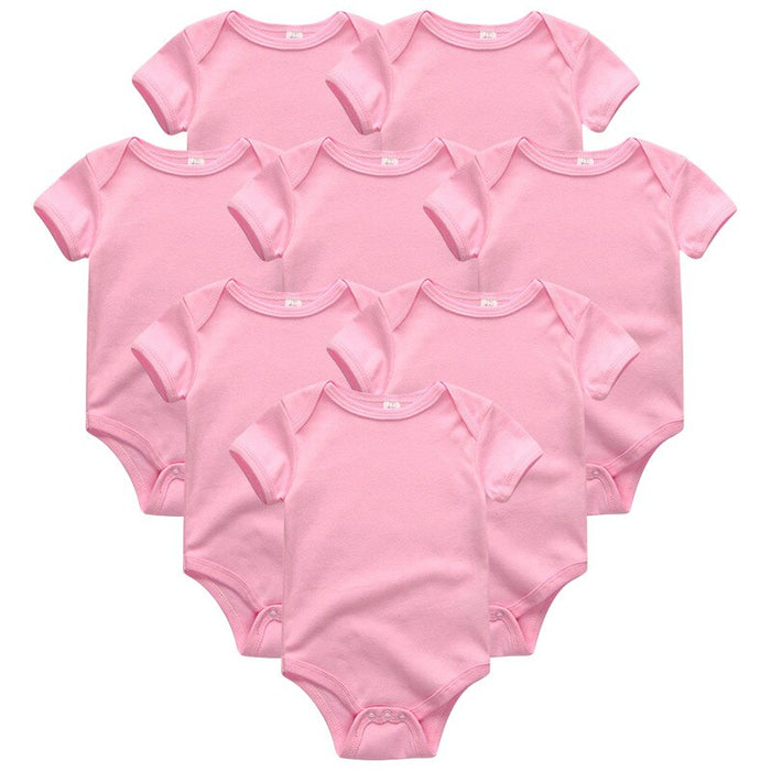 Solid Unisex Baby 8 Pcs Clothes Jumpsuit Set