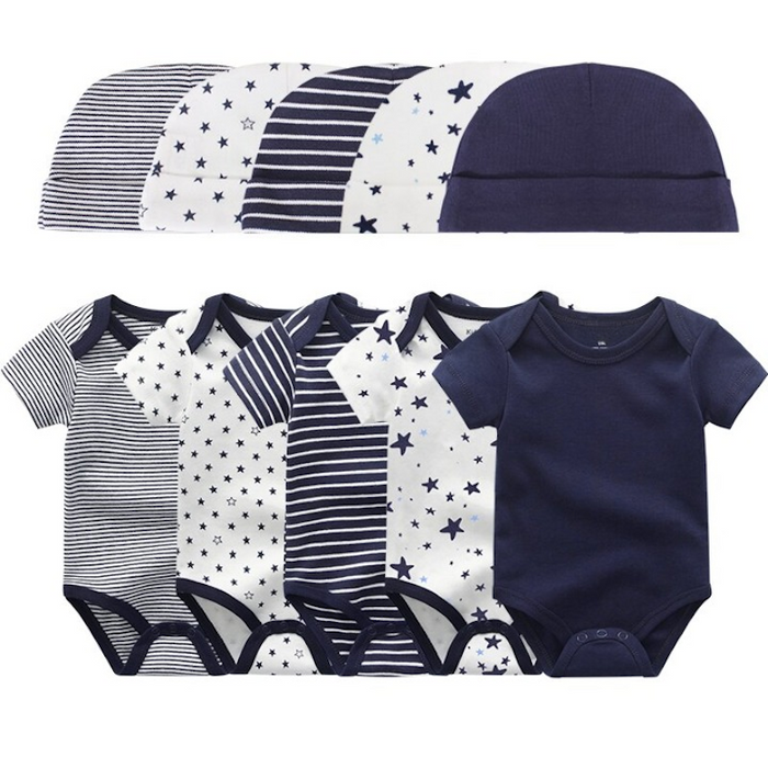 Set Of 5 Piece Newborn Baby Bodysuit