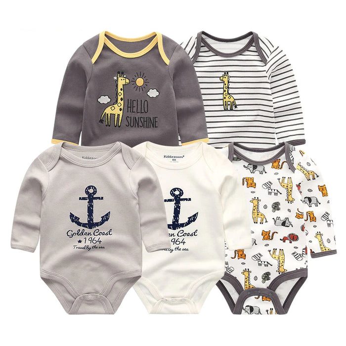 5 Pieces Printed Baby Clothes Set