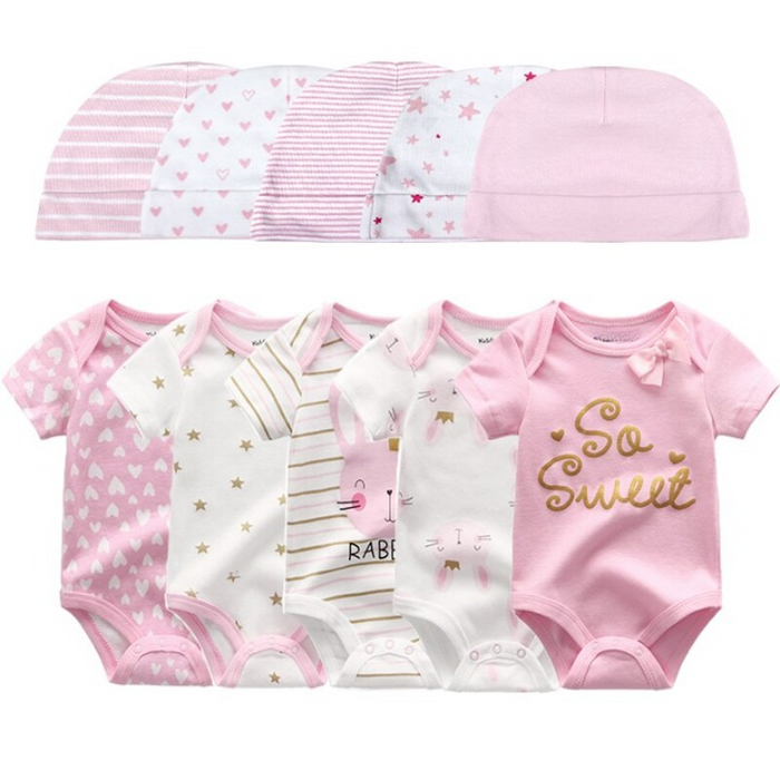 Set Of 5 Piece Newborn Baby Bodysuit