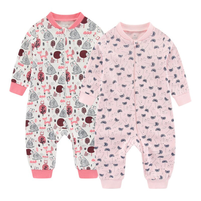 2 Pcs Baby Printed Romper Set