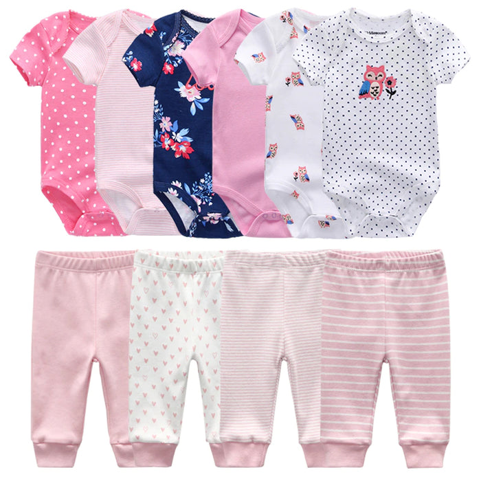 Unisex Baby 6 Pc Bodysuit & 4 Pc Pant Set