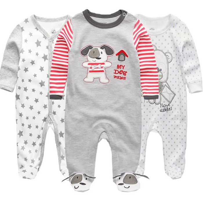 Cotton 3 Pieces Jumpsuit Sets For Babies