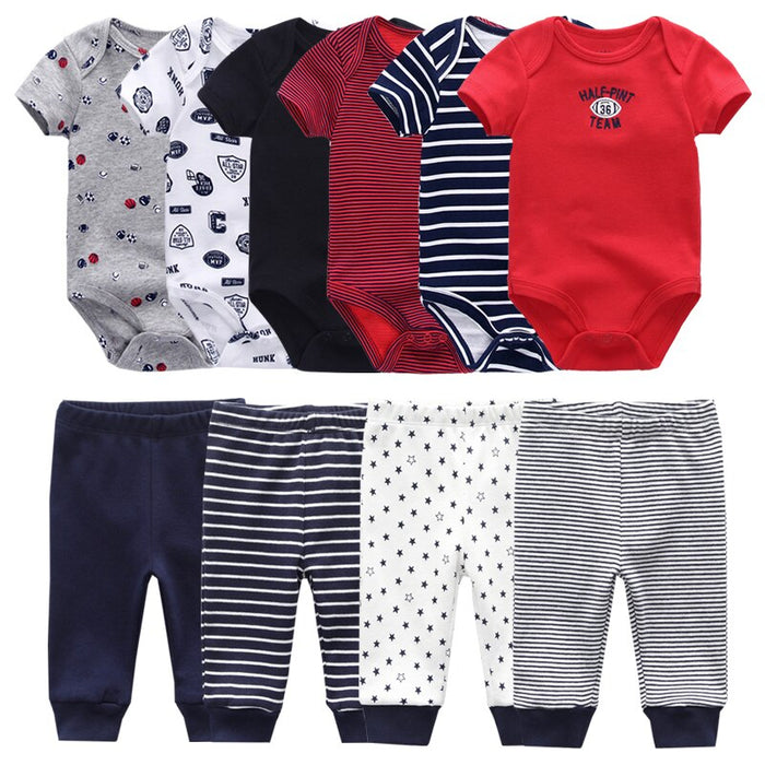 Unisex Baby 6 Pc Bodysuit & 4 Pc Pant Set