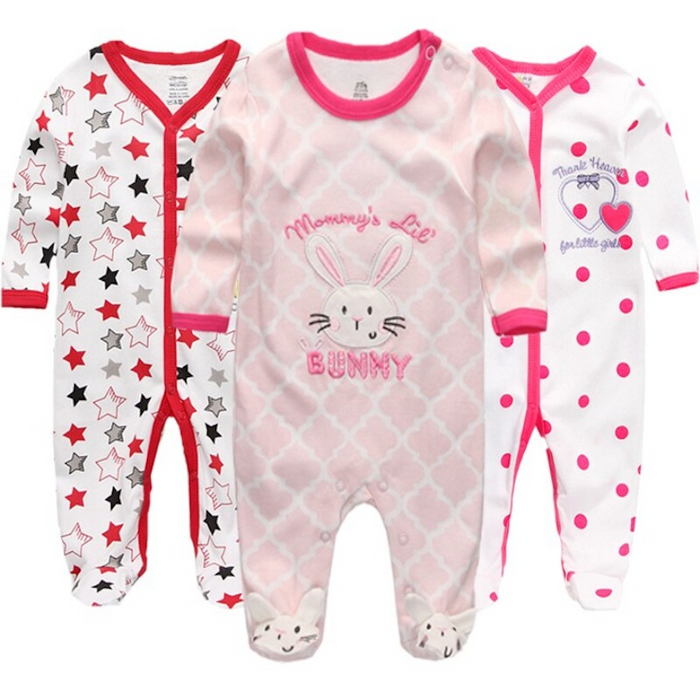 Cotton 3 Pieces Jumpsuit Sets For Babies