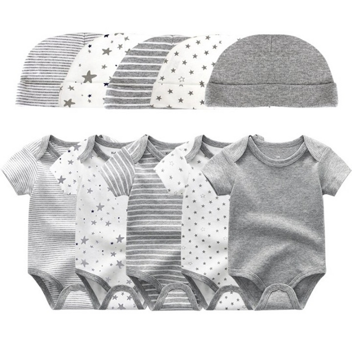 Set Of 5 Piece Newborn Baby Bodysuit