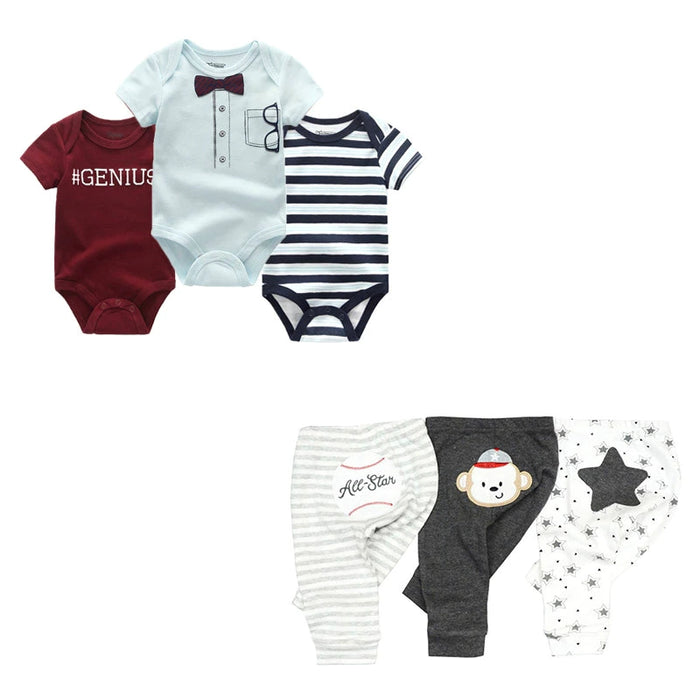 Newborn Baby 6 Piece Bodysuit & Pant Set