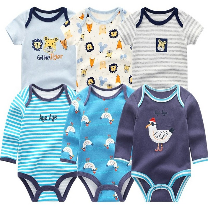 6Pcs Newborn Baby Rompers Jumpsuit Set