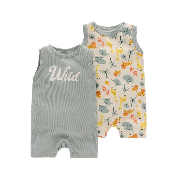 2Pcs Short Sleeve Newborn Romper Set