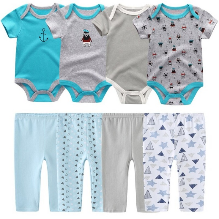 Infant Toddler 4Pcs Jumpsuits And Pants Set