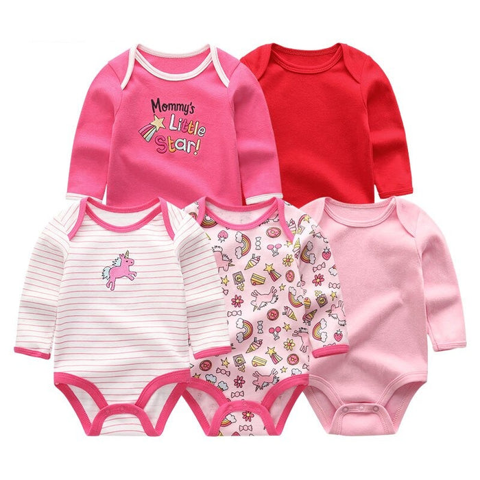 5 Pcs Cotton Toddler Bodysuits Set