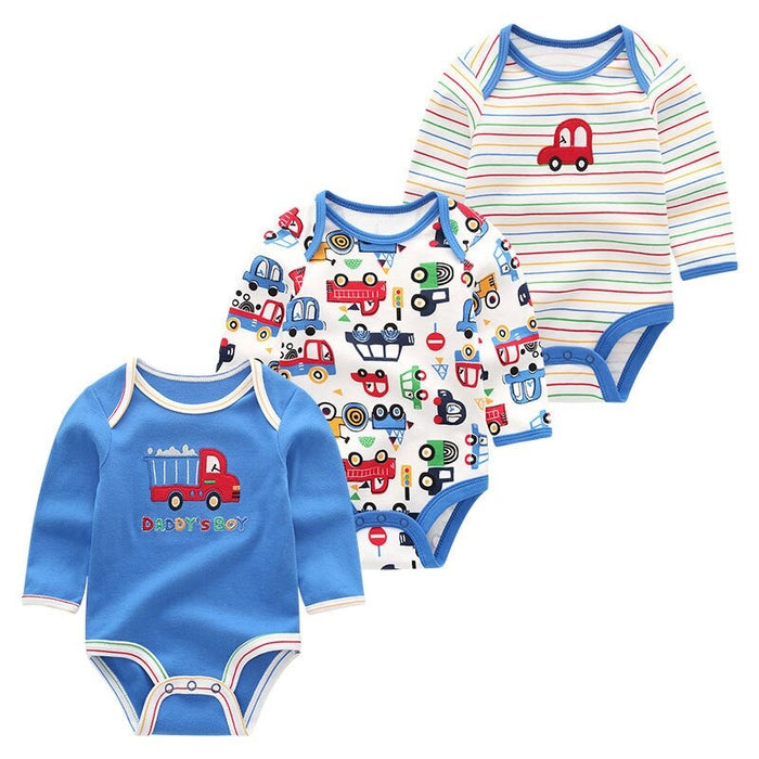 3Pcs Cartoon Printing Baby Rompers Set