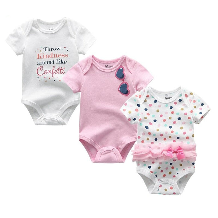 Kiddiezoom 3Pcs Baby Bodysuits New Born Boy Jumpsuit