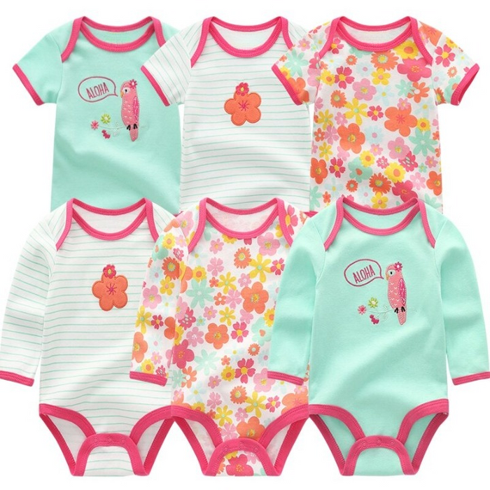 6Pcs Newborn Baby Rompers Jumpsuit Set