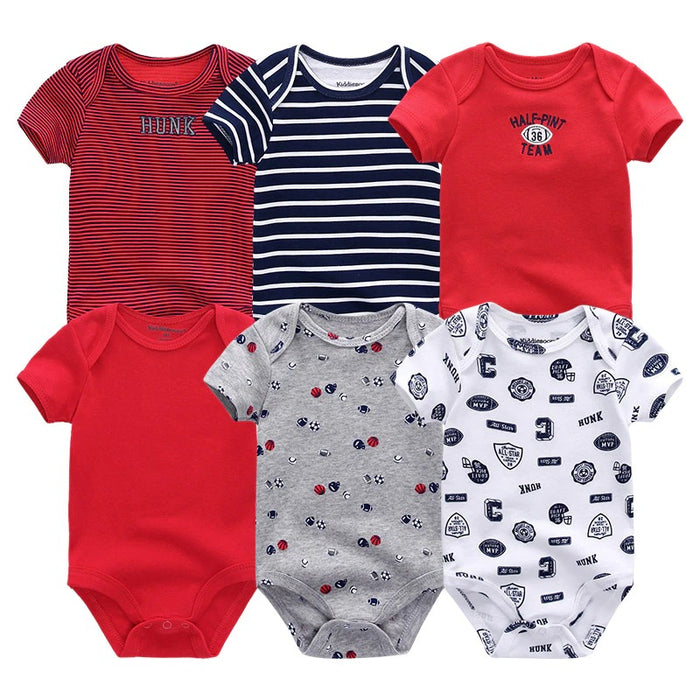 Multicolor Short Sleeve Unisex Baby Rompers