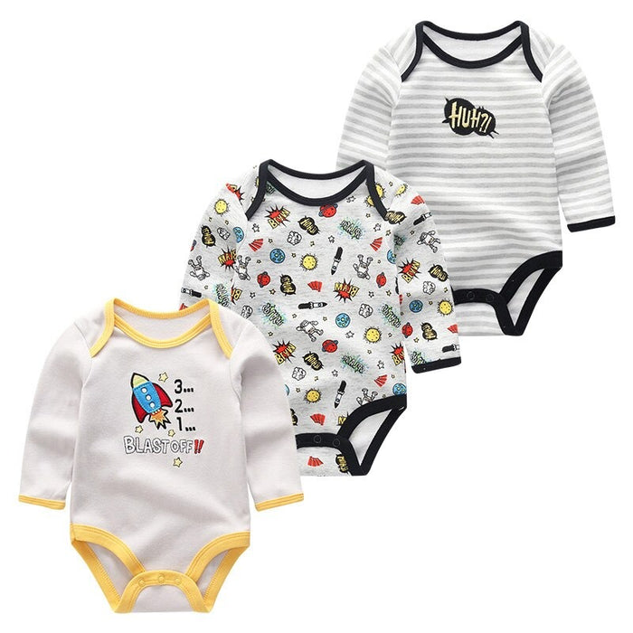 3Pcs Cartoon Printing Baby Rompers Set