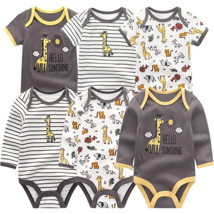 6Pcs Newborn Baby Rompers Jumpsuit Set