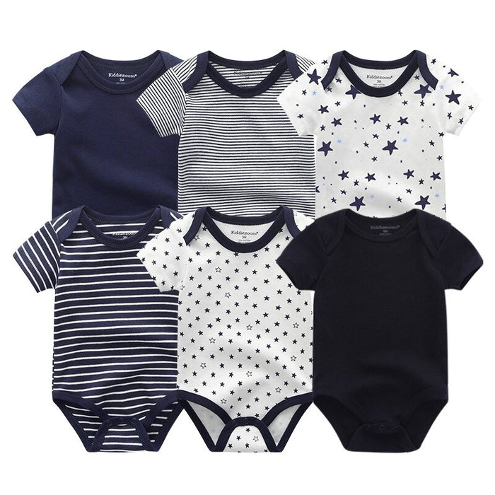 6Pcs Short Sleeve Newborn Unisex Baby Rompers