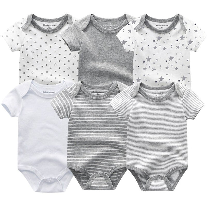 6Pcs Short Sleeve Newborn Unisex Baby Rompers